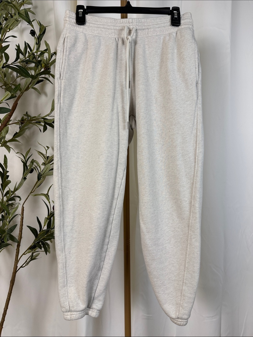 Aerie Light Heather Oatmeal Cozy Jogger Sweatpants with Drawstrings Sz S (B2)